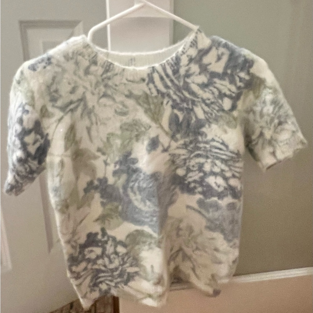 Joie Blue and Green Floral Top